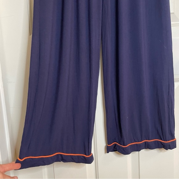 Anthropologie Navy Blue Wide Leg Pants Size Medium lounge sleepwear preppy - Picture 2 of 7